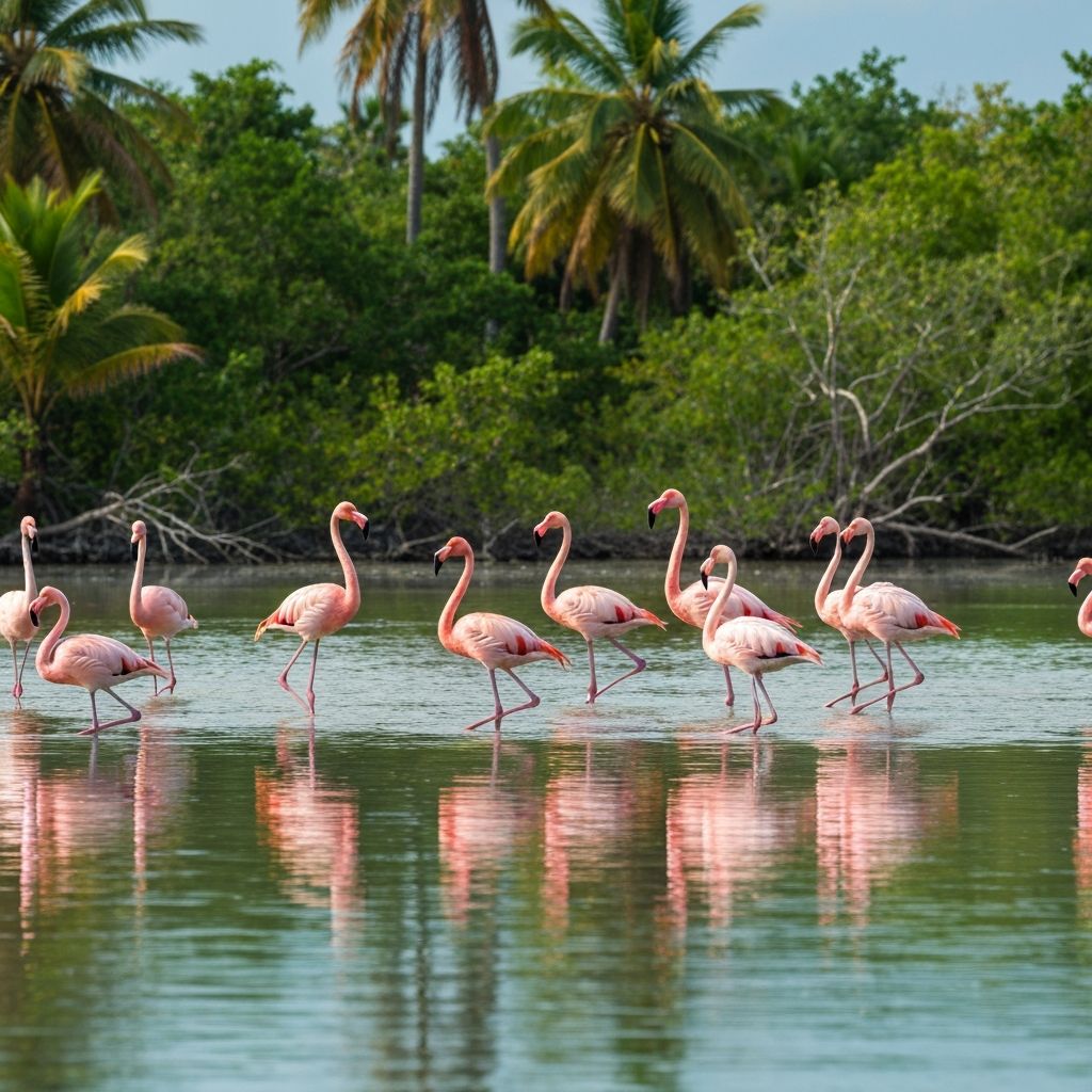 Flamingos en la reserva natural